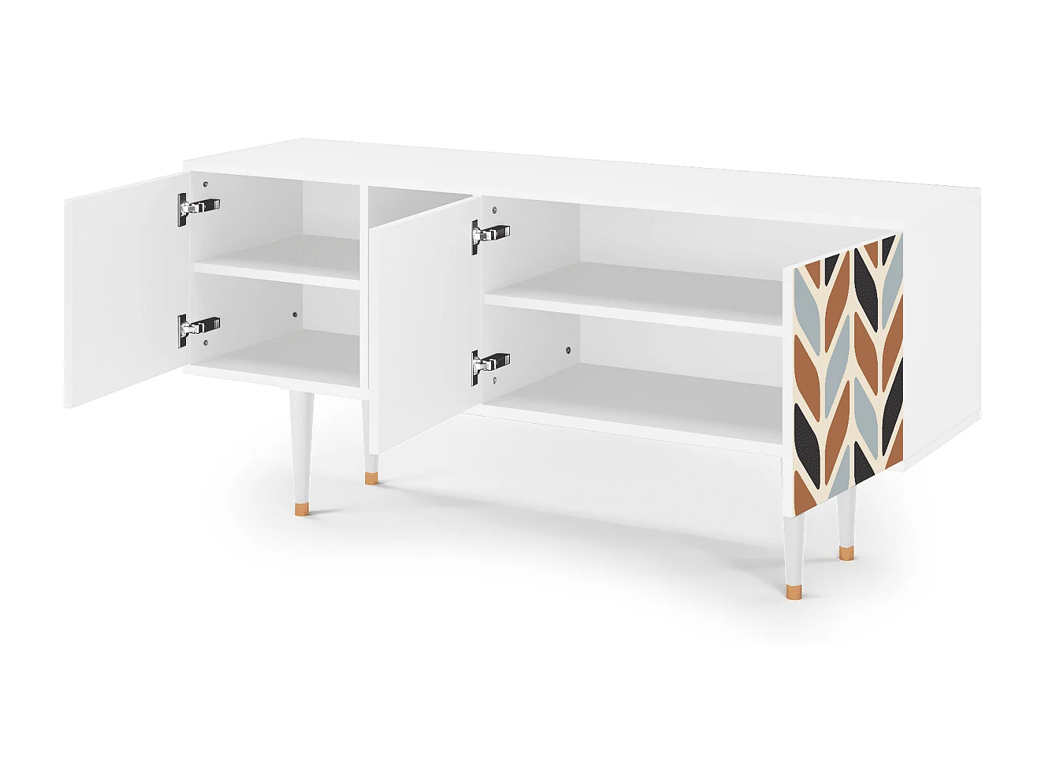 Meuble TV - 150х69х41 cm - T5 - Beige Laure, Blanc