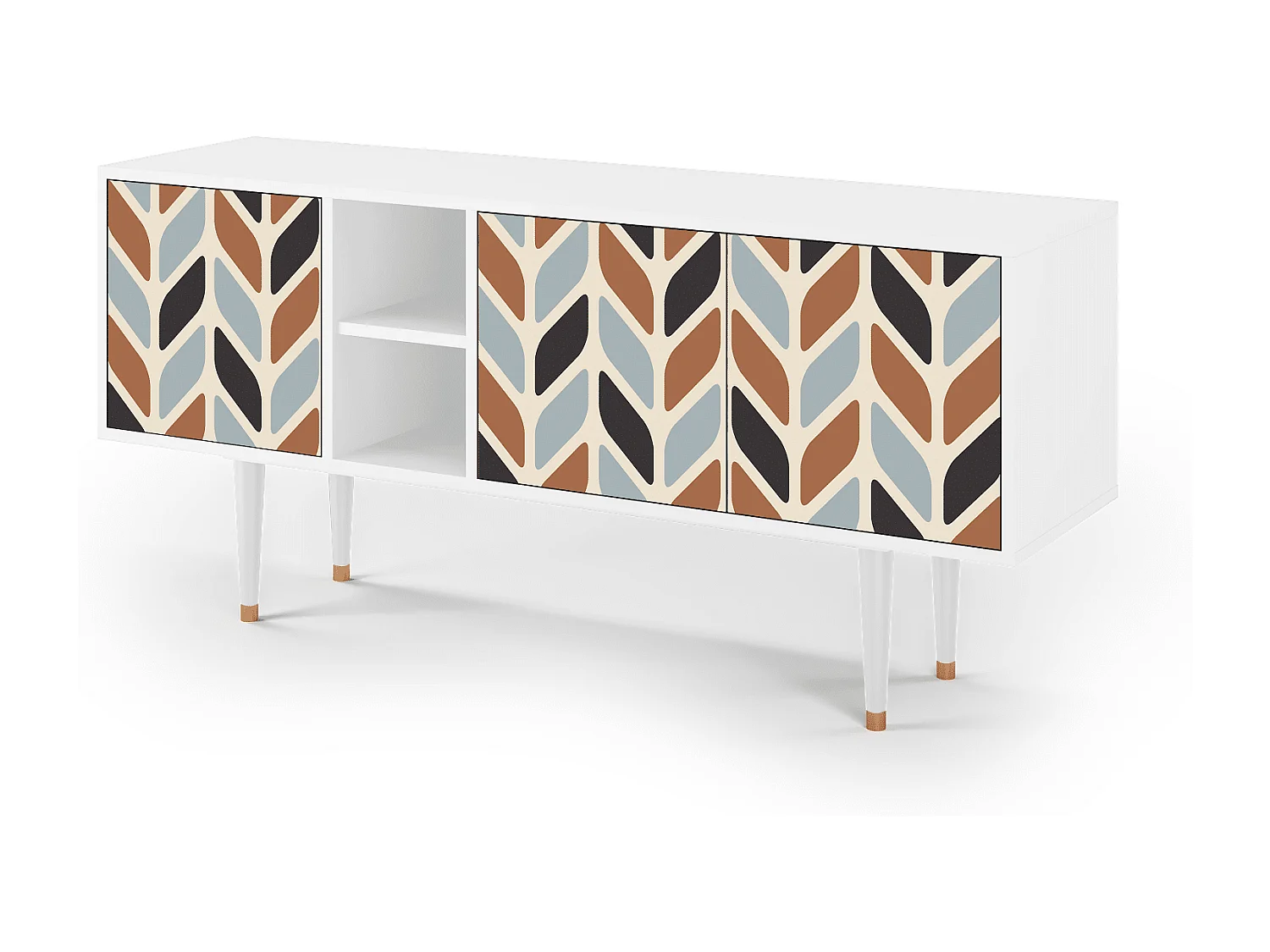 Mueble de TV - 150х69х41 cm - T5 - Beige Laure, Blanco