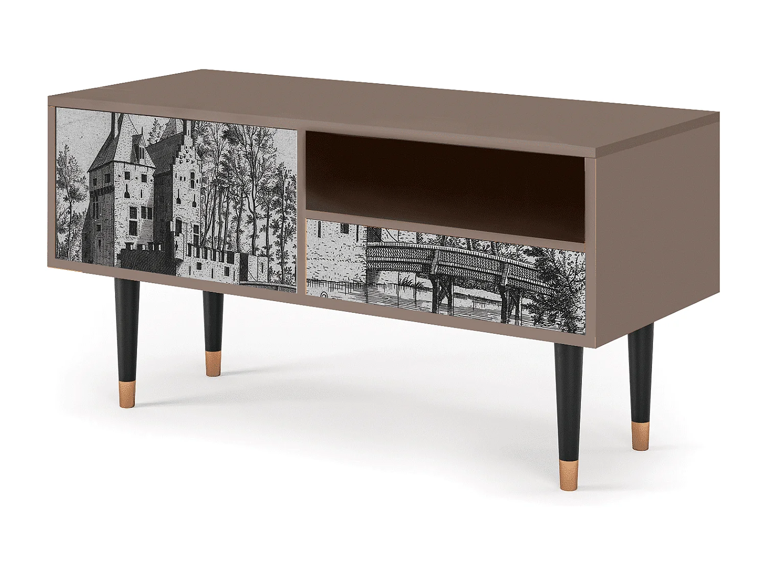 TV-Möbel - 115х59х48 cm - T3 - Castle with Bridge, Latte