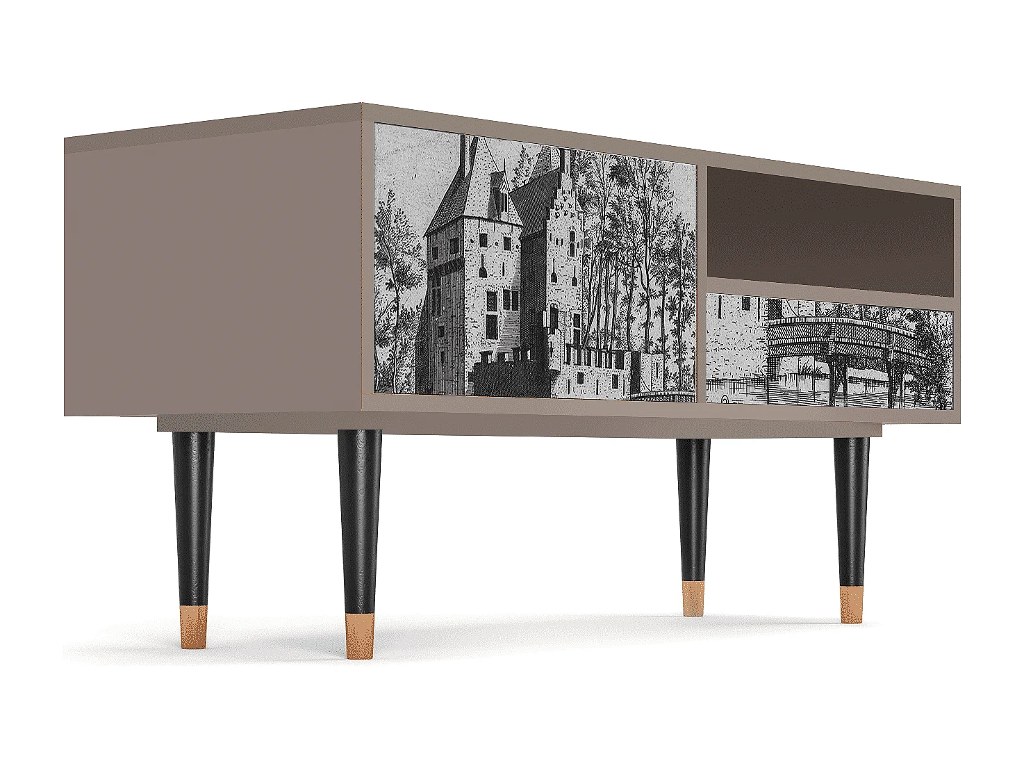 TV-Möbel - 115х59х48 cm - T3 - Castle with Bridge, Latte