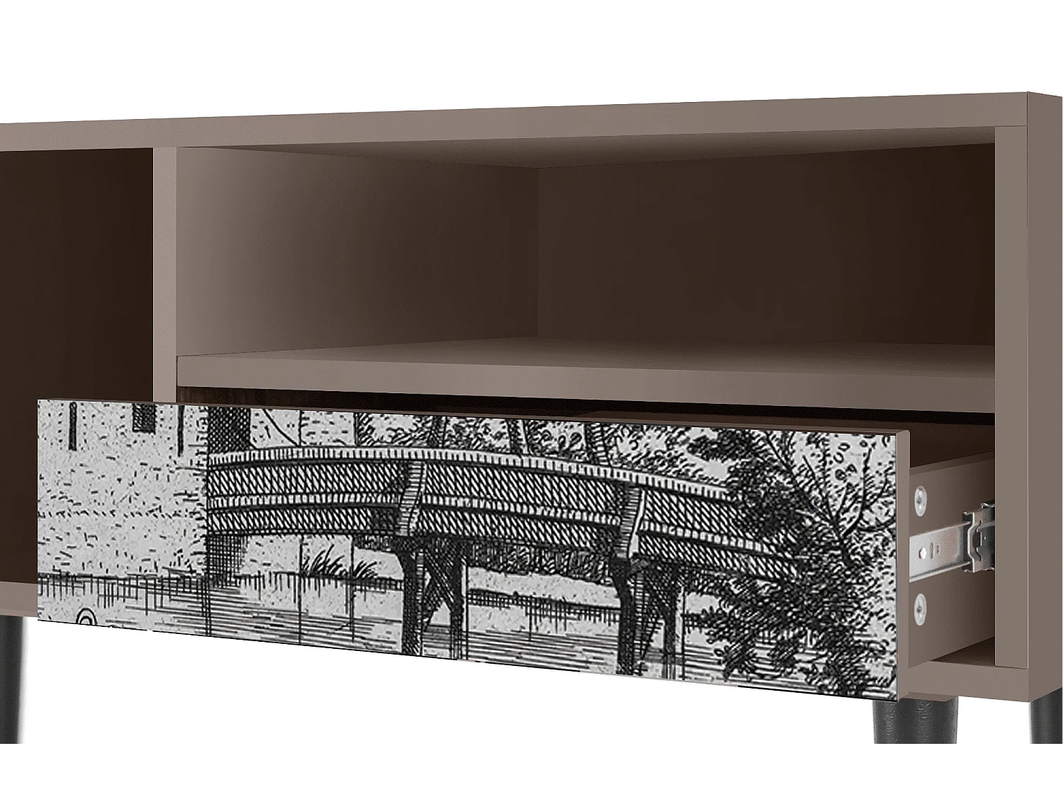 TV-Möbel - 115х59х48 cm - T3 - Castle with Bridge, Latte