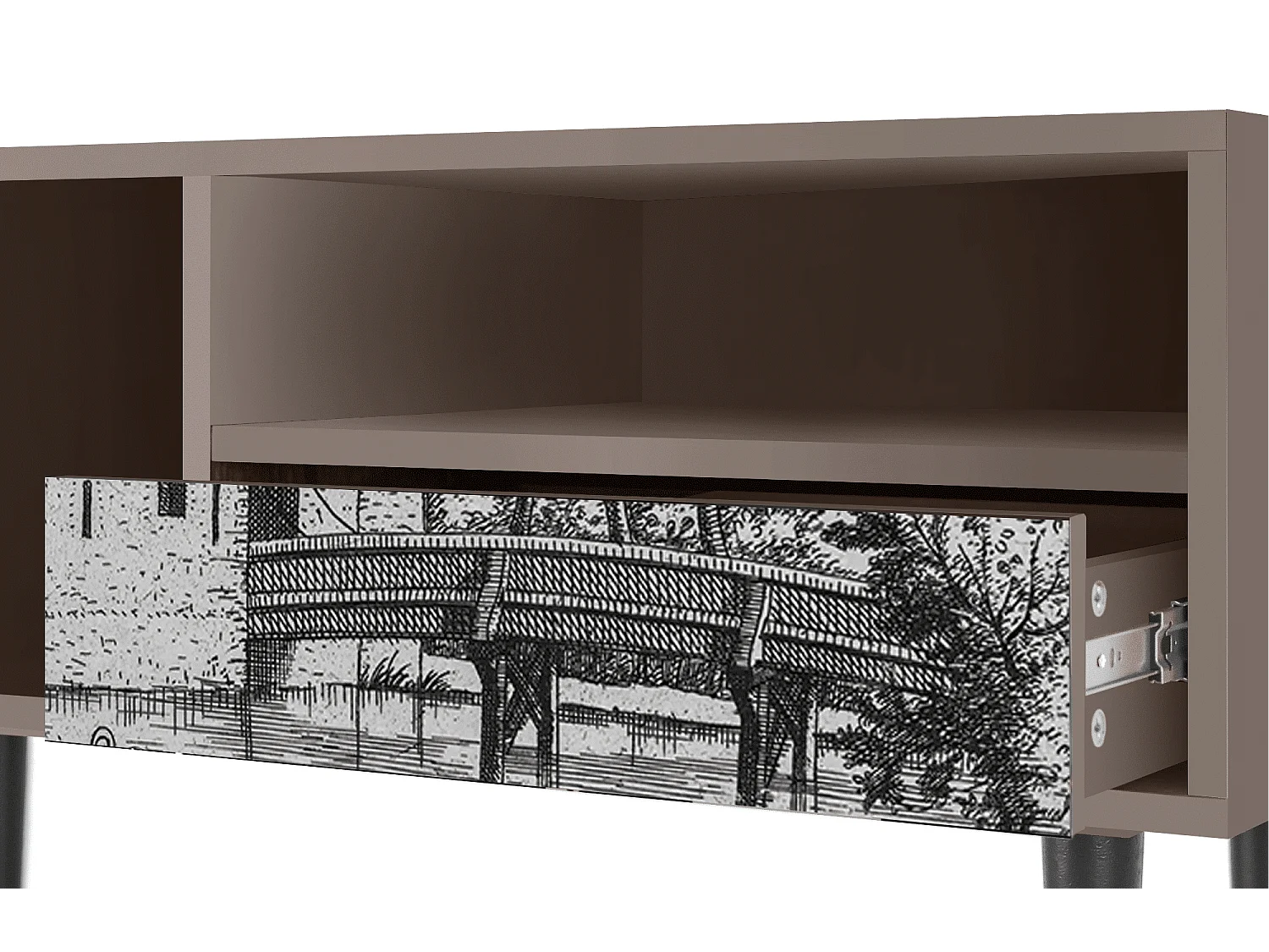 Mueble de TV - 115х59х48 cm - T3 - Castle with Bridge, Latte