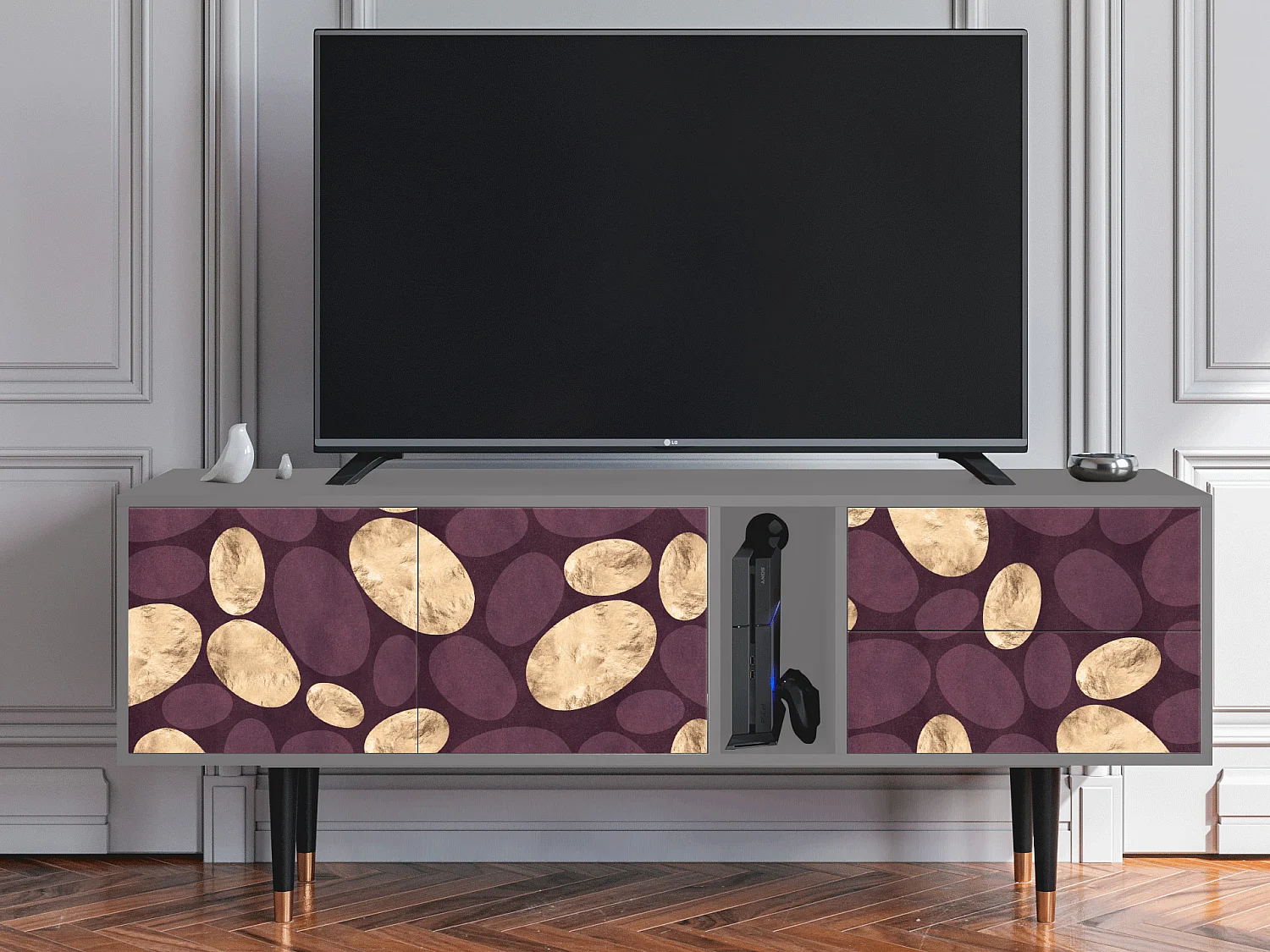 Szafka RTV - 170х69х48 cm - T1 - Fine Wine, Szary