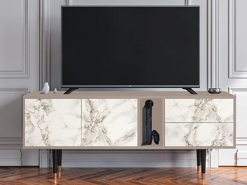 Meuble TV - 170х69х48 cm - T1 - Milk Marble, Latte