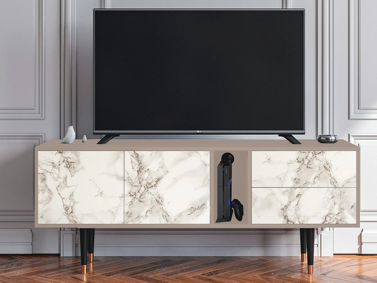Meuble TV - 170х69х48 cm - T1 - Milk Marble, Latte