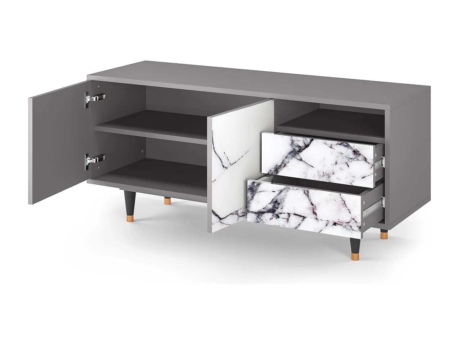 Meuble TV - 125х56х41 cm - T7 - Raven Marble, Gris