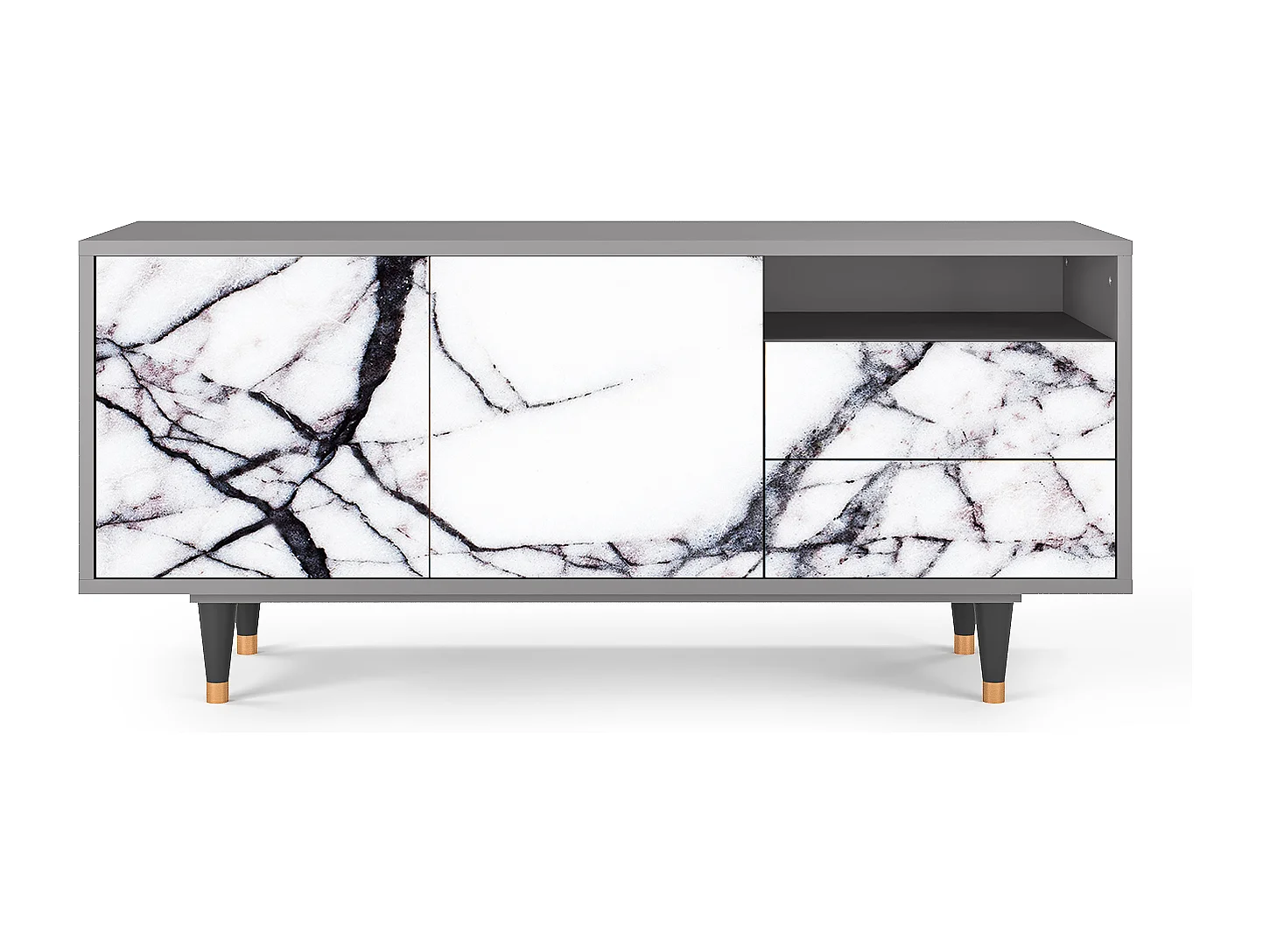 Szafka RTV - 125х56х41 cm - T7 - Raven Marble, Szary