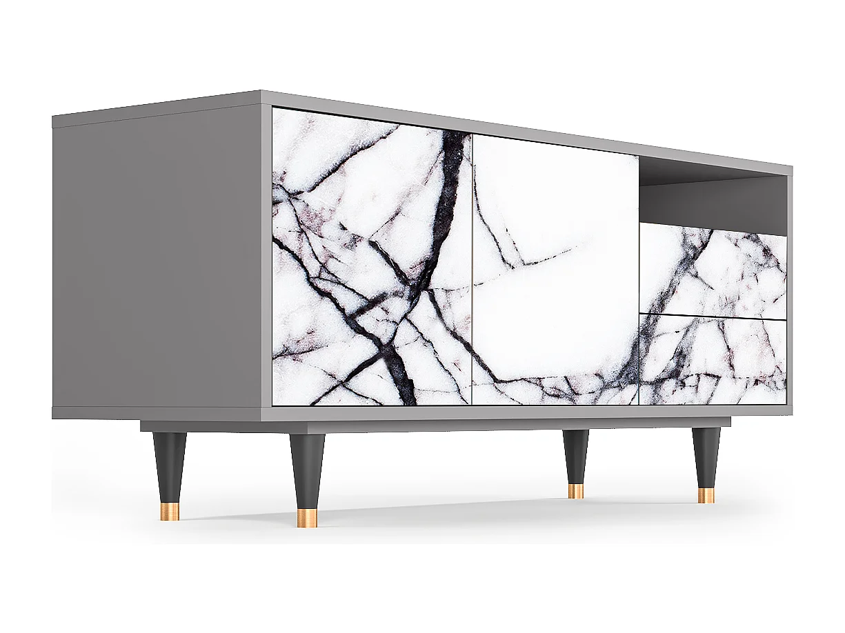 Szafka RTV - 125х56х41 cm - T7 - Raven Marble, Szary