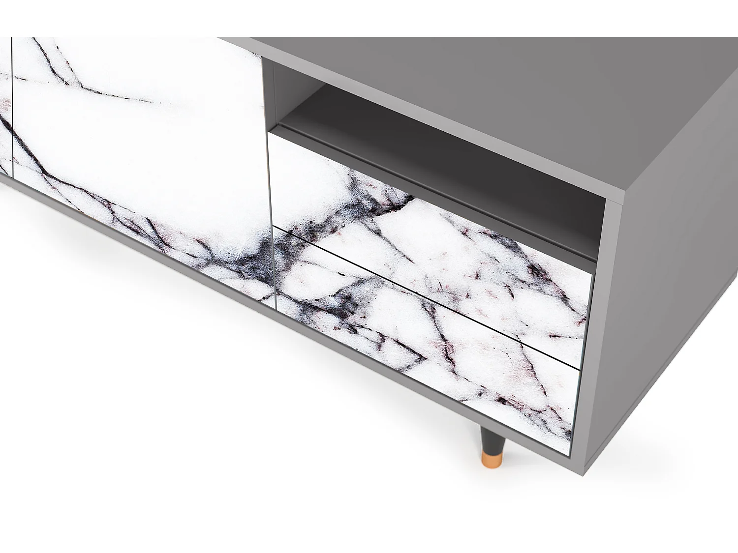 Szafka RTV - 125х56х41 cm - T7 - Raven Marble, Szary