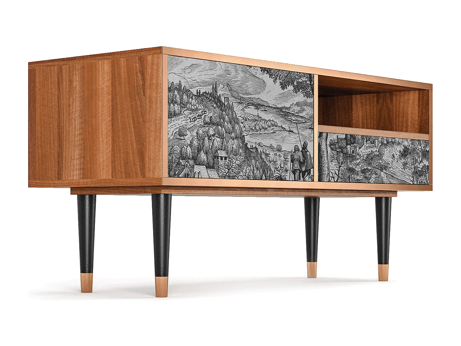 Meuble TV - 115х59х48 cm - T3 - Milites Requiescentes, Noyer