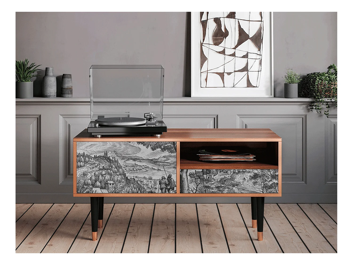 Meuble TV - 115х59х48 cm - T3 - Milites Requiescentes, Noyer
