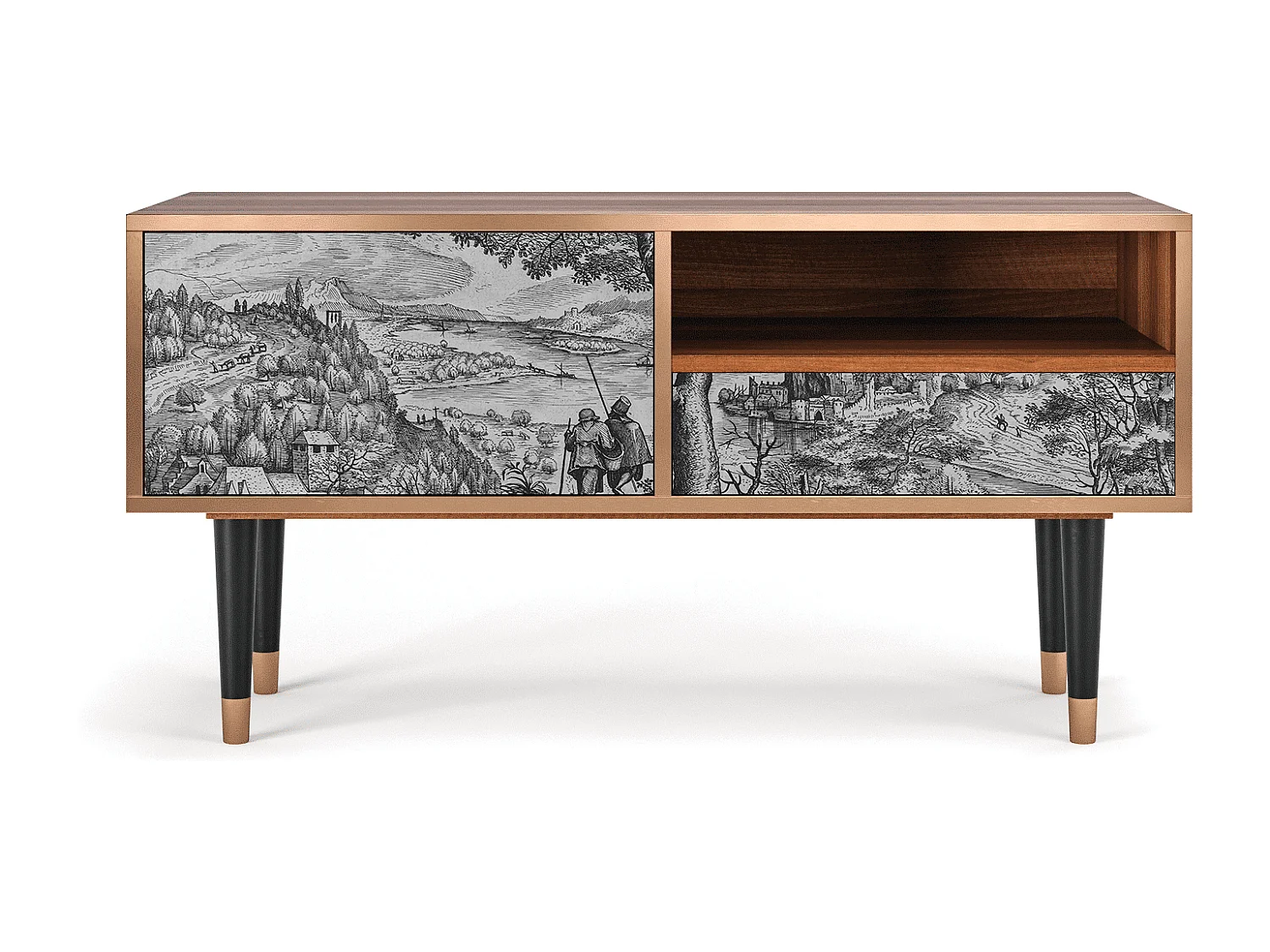 Mueble de TV - 115х59х48 cm - T3 - Milites Requiescentes, Nogal