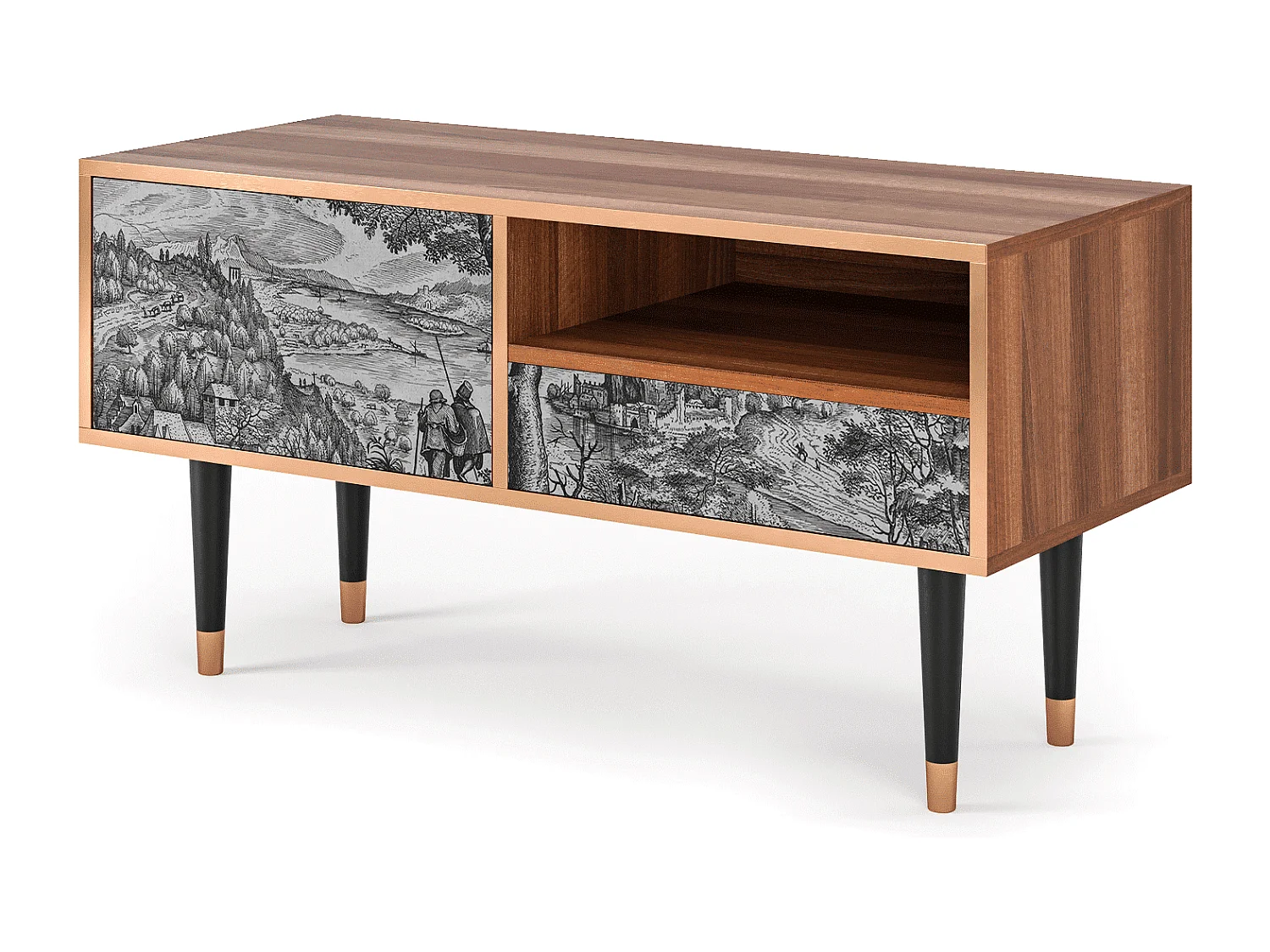 Mueble de TV - 115х59х48 cm - T3 - Milites Requiescentes, Nogal