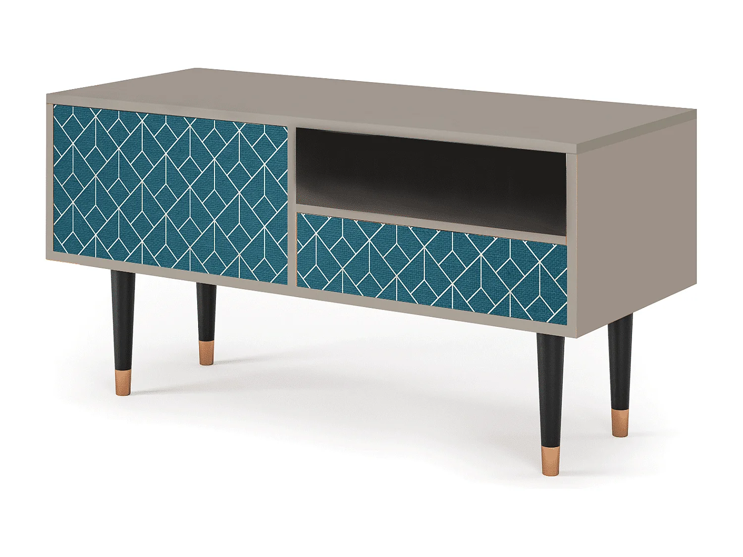 Meuble TV - 115х59х48 cm - T3 - Turquoise Geometry, Sable