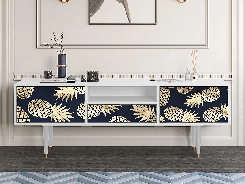 Szafka RTV - 170х59х41 cm - T6 - Sunny Pineaple, Biały