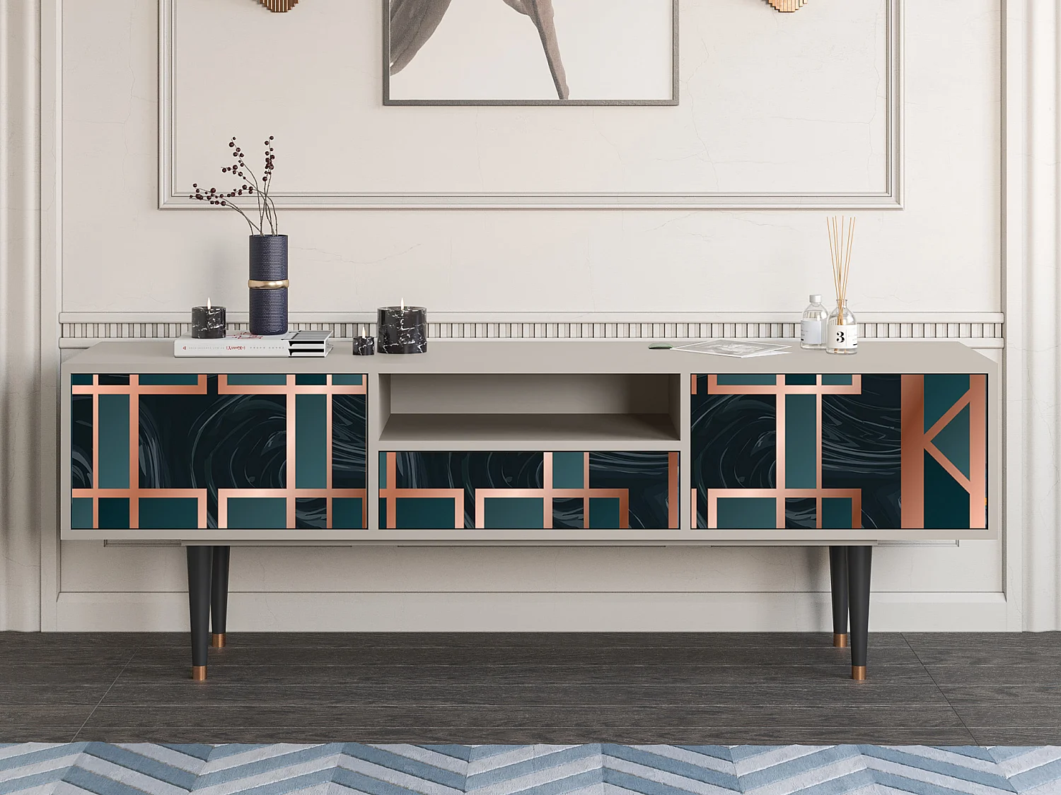 Meuble TV - 170х59х41 cm - T6 - Emerald Metro, Sable