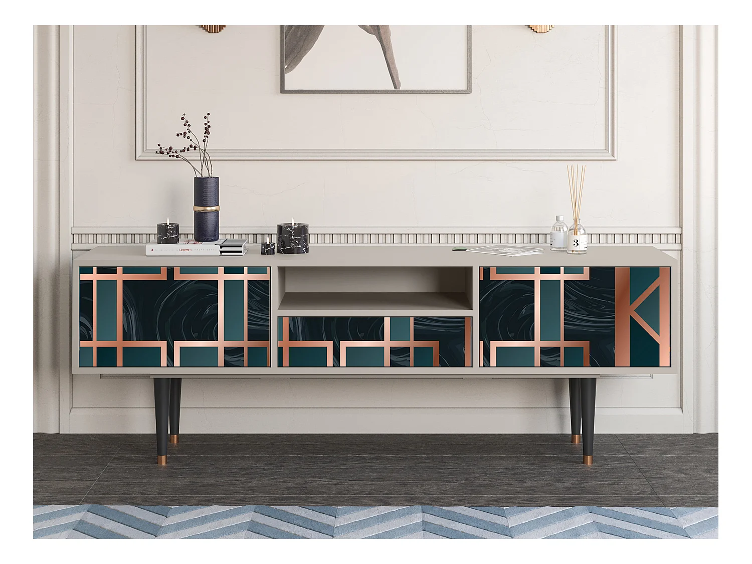 Meuble TV - 170х59х41 cm - T6 - Emerald Metro, Sable