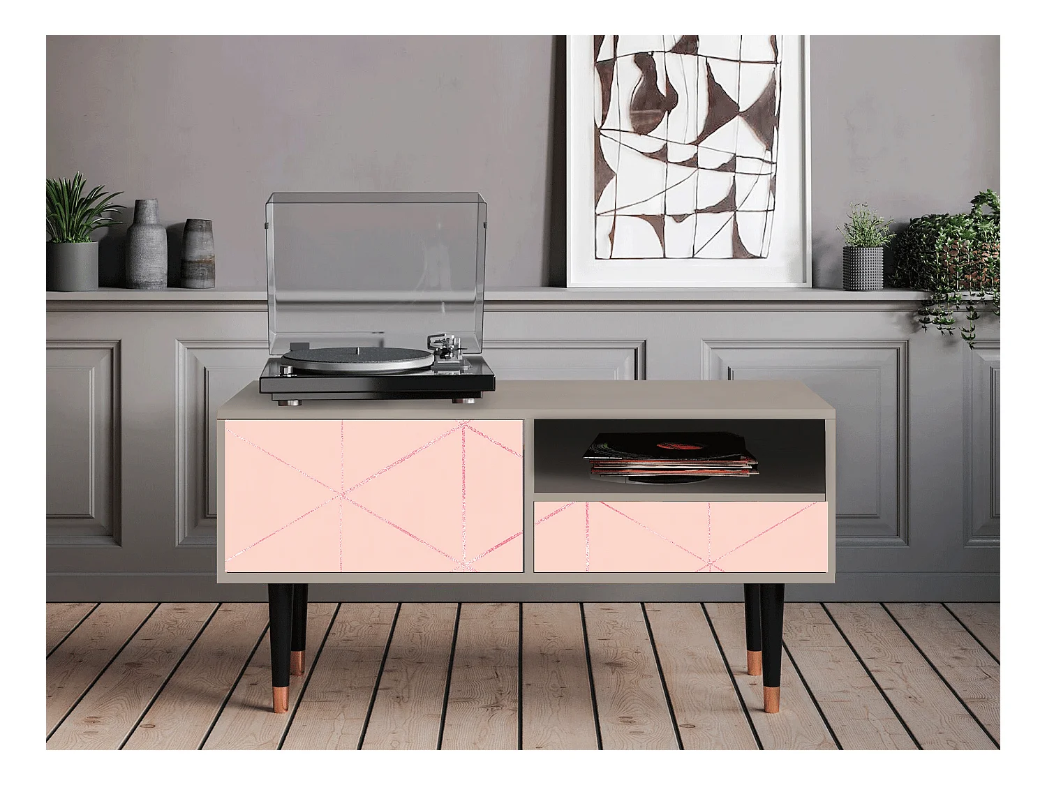 Meuble TV - 115х59х48 cm - T3 - Rose Quartz, Sable