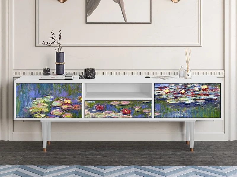Meuble TV - 170х59х41 cm - T6 - The water lily pond  , Blanc