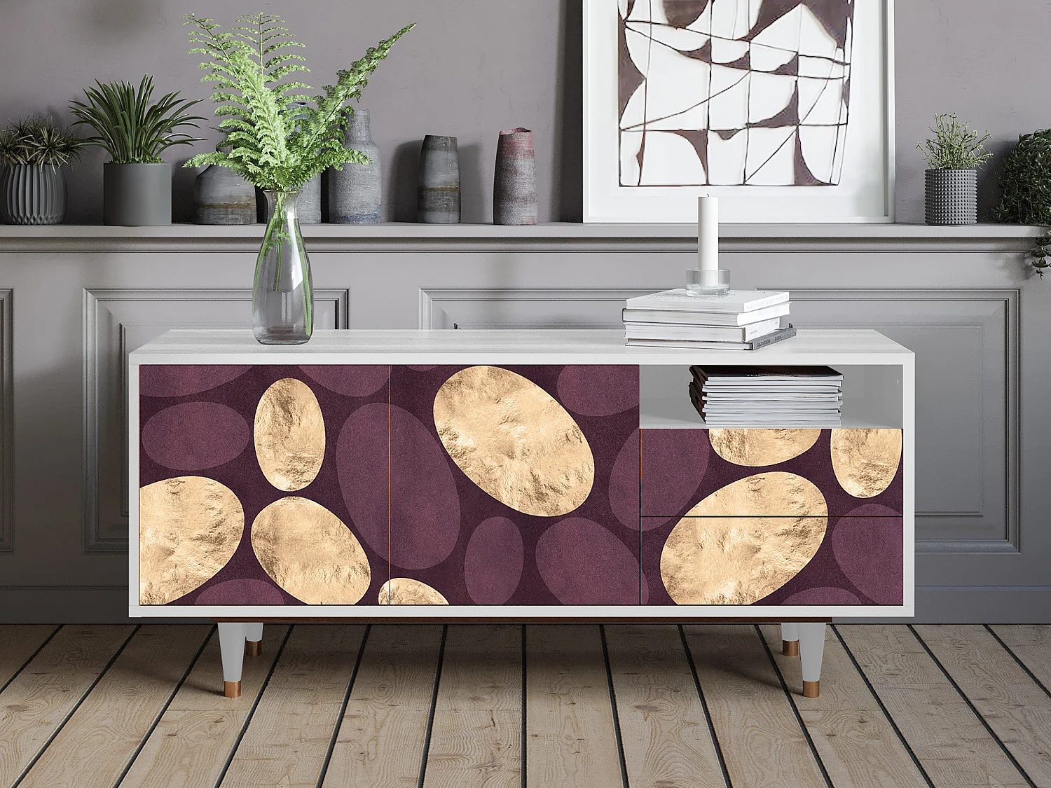 TV-Möbel - 125х56х41 cm - T7 - Fine Wine, Weiß