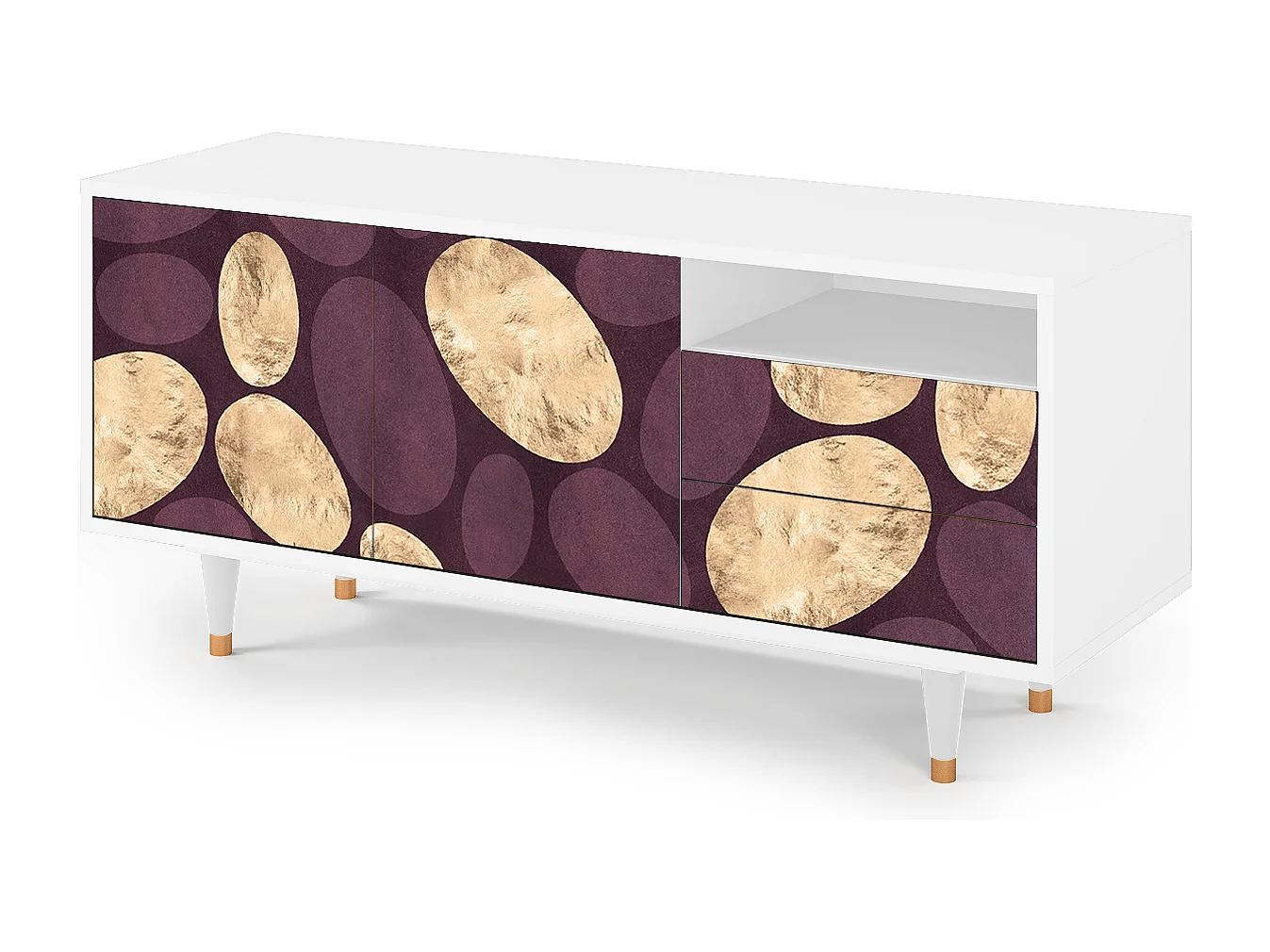 Meuble TV - 125х56х41 cm - T7 - Fine Wine, Blanc