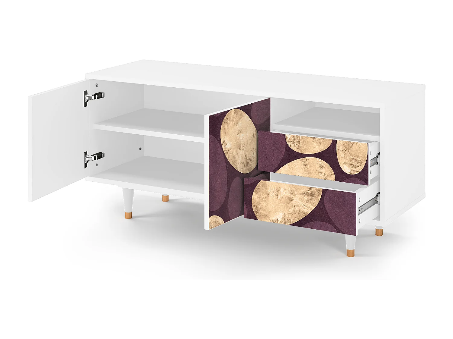 Meuble TV - 125х56х41 cm - T7 - Fine Wine, Blanc