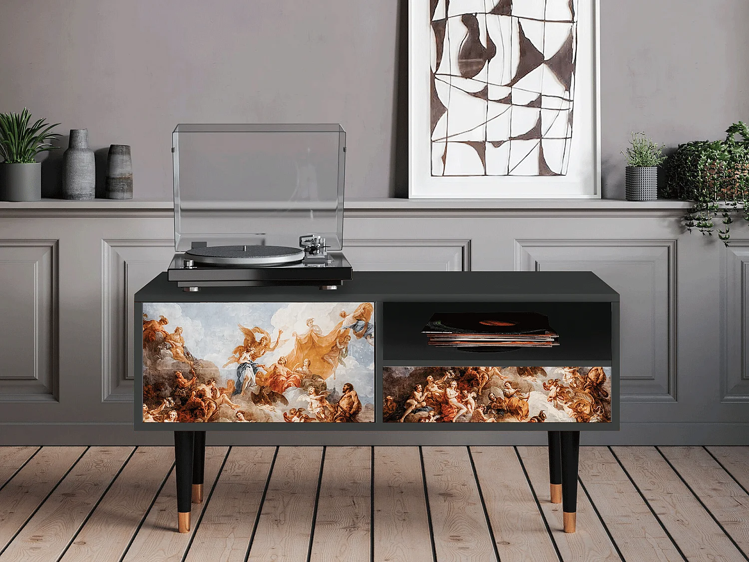 TV-meubel - 115х59х48 cm - T3 - Versailles, Antraciet