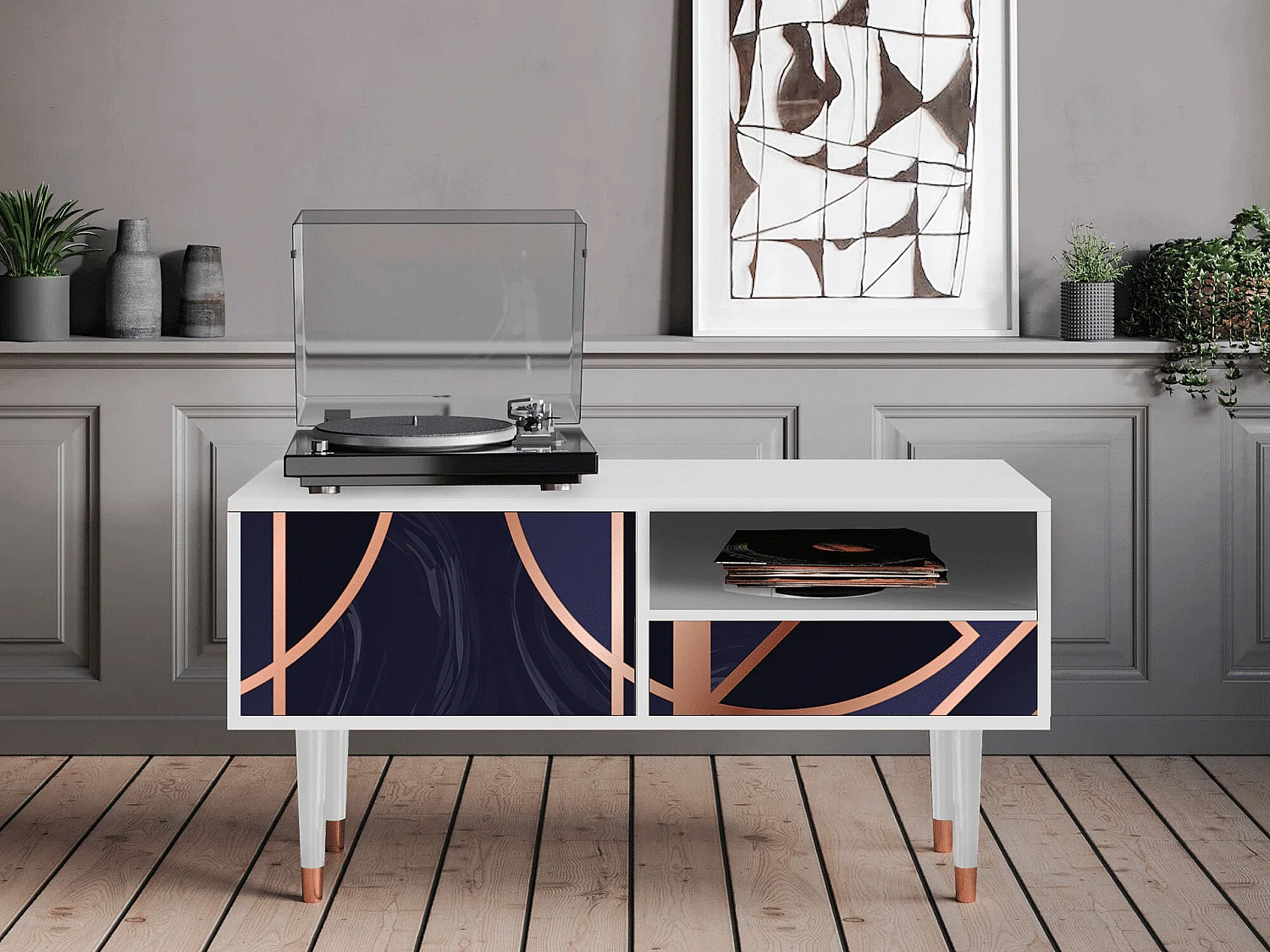 Meuble TV - 115х59х48 cm - T3 - Purple Temple, Blanc