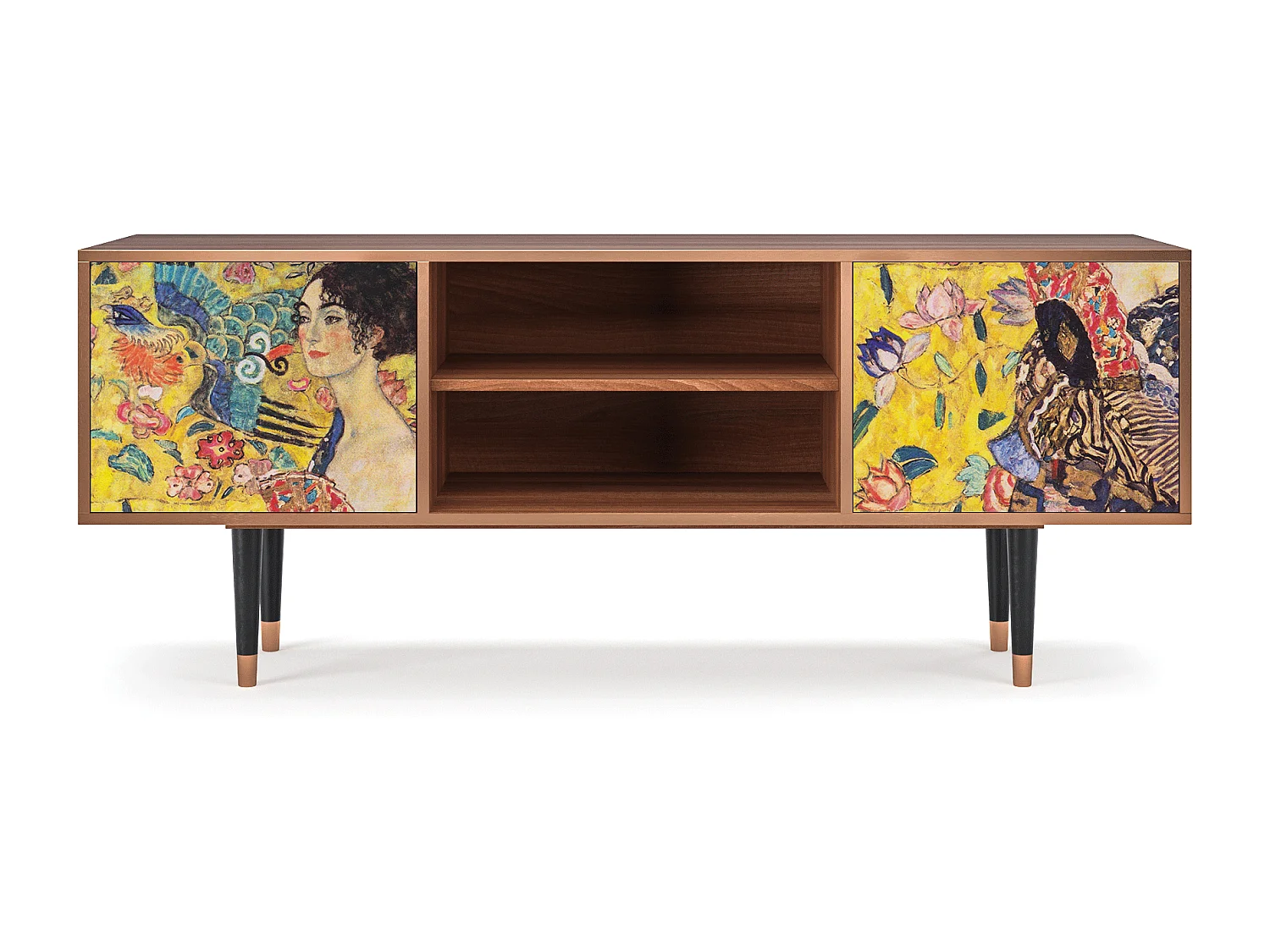 Mobile TV - 170х69х48 cm - T2 - Lady with Fan by Klimt, Noce