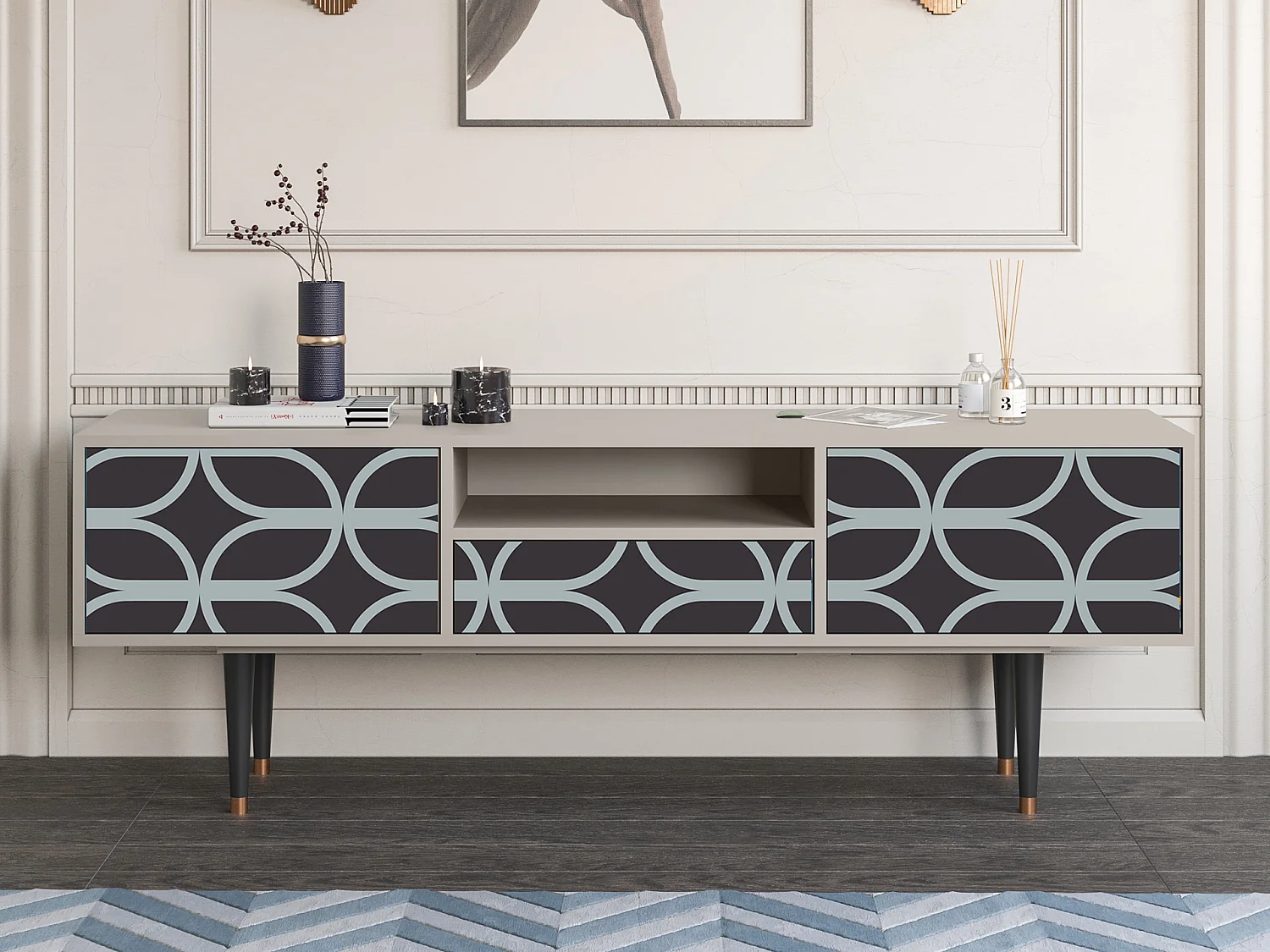 Meuble TV - 170х59х41 cm - T6 - Braided Blue, Sable