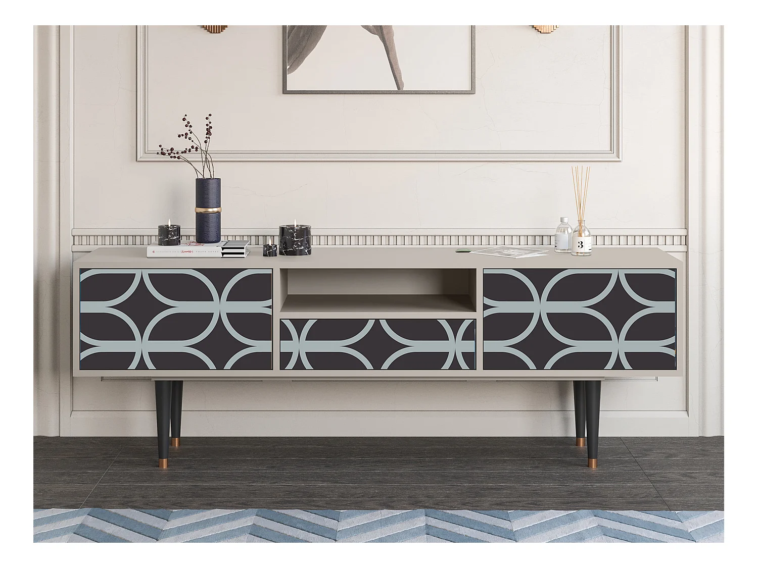 TV-Möbel - 170х59х41 cm - T6 - Braided Blue, Sand