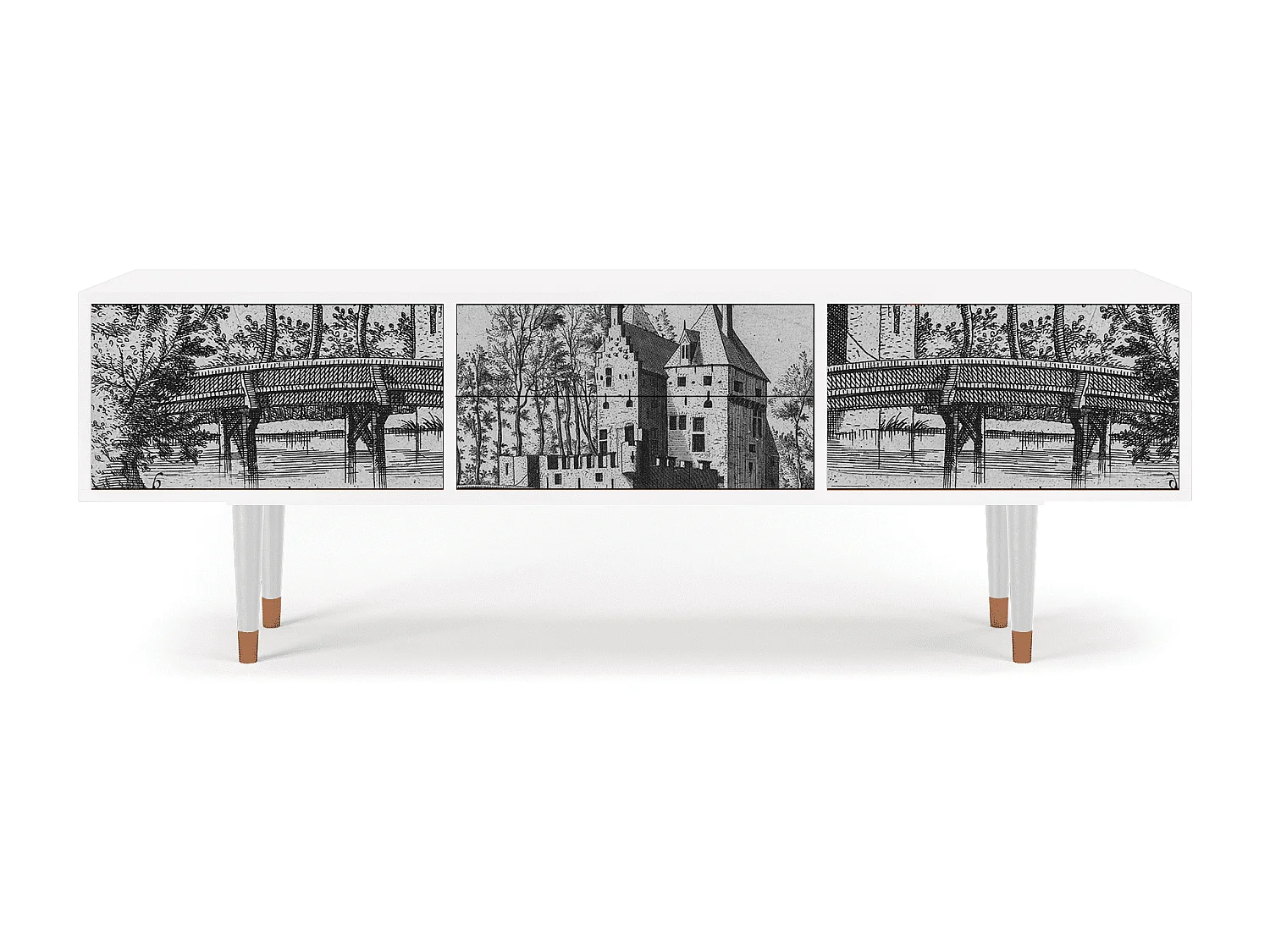 Meuble TV - 170х59х48 cm - T4 - Castle with Bridge, Blanc