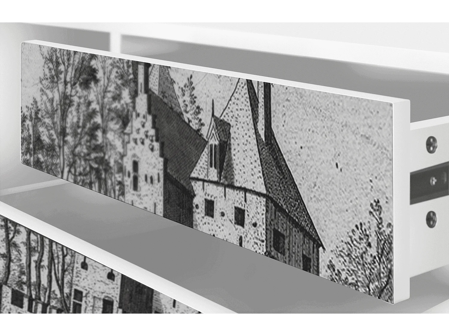 Meuble TV - 170х59х48 cm - T4 - Castle with Bridge, Blanc