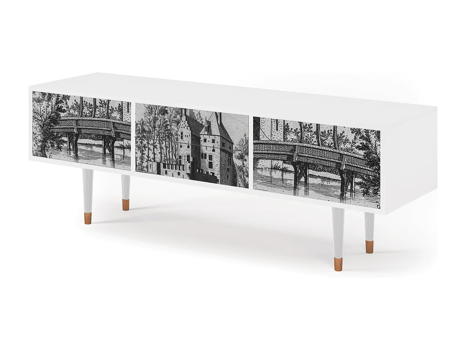 Meuble TV - 170х59х48 cm - T4 - Castle with Bridge, Blanc