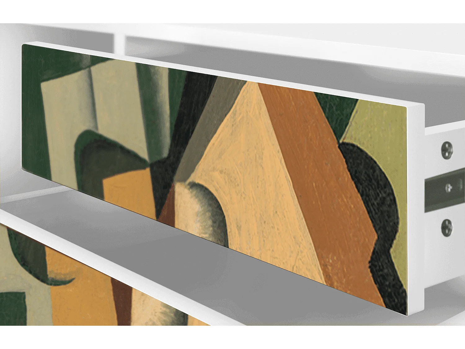 Meuble TV - 170х59х48 cm - T4 - Glass and Checkerboard, Blanc