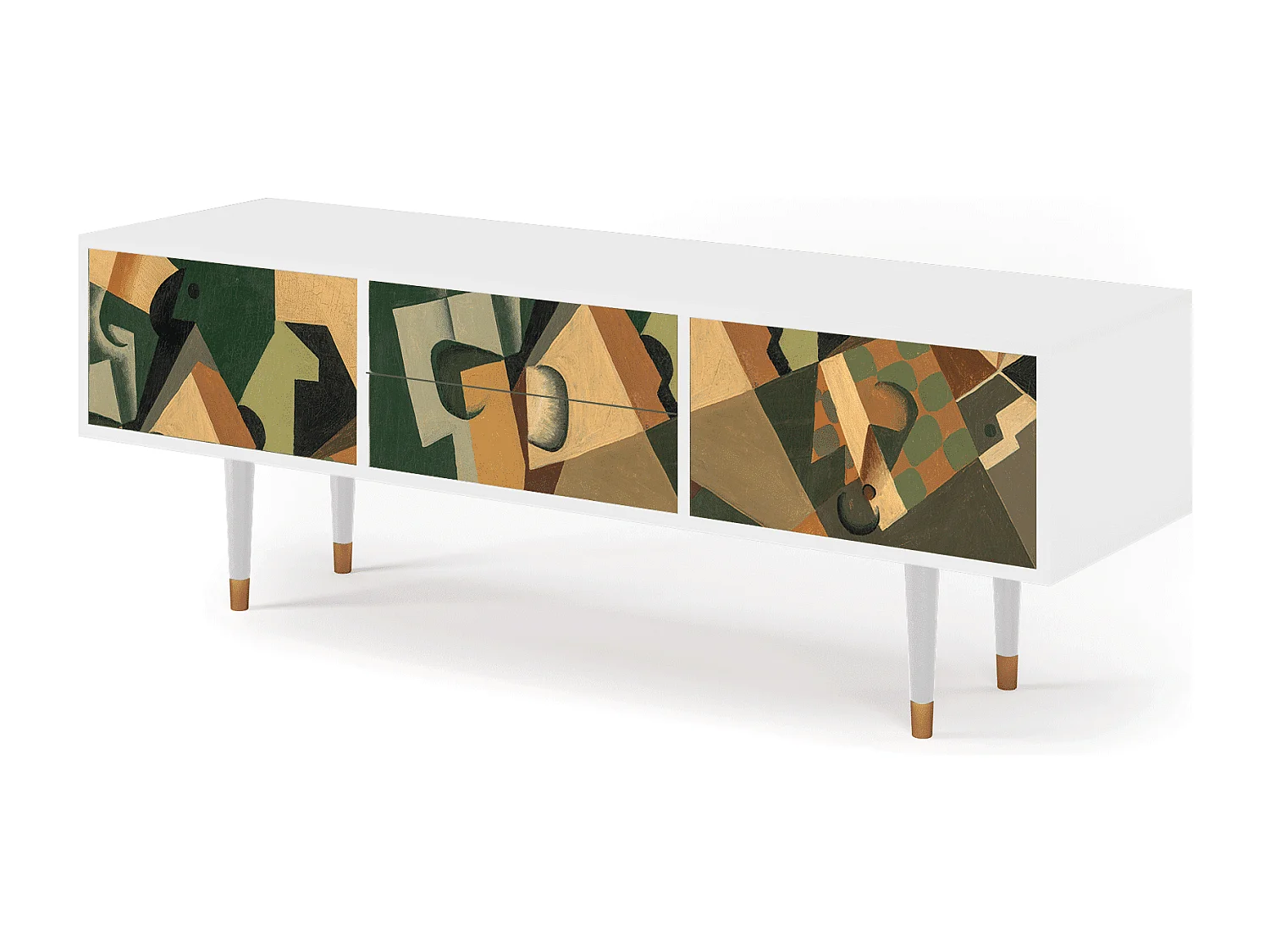 TV-meubel - 170х59х48 cm - T4 - Glass and Checkerboard, Wit