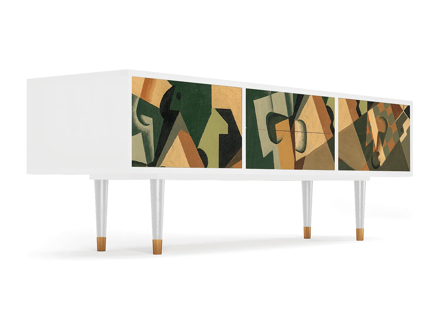 TV-meubel - 170х59х48 cm - T4 - Glass and Checkerboard, Wit