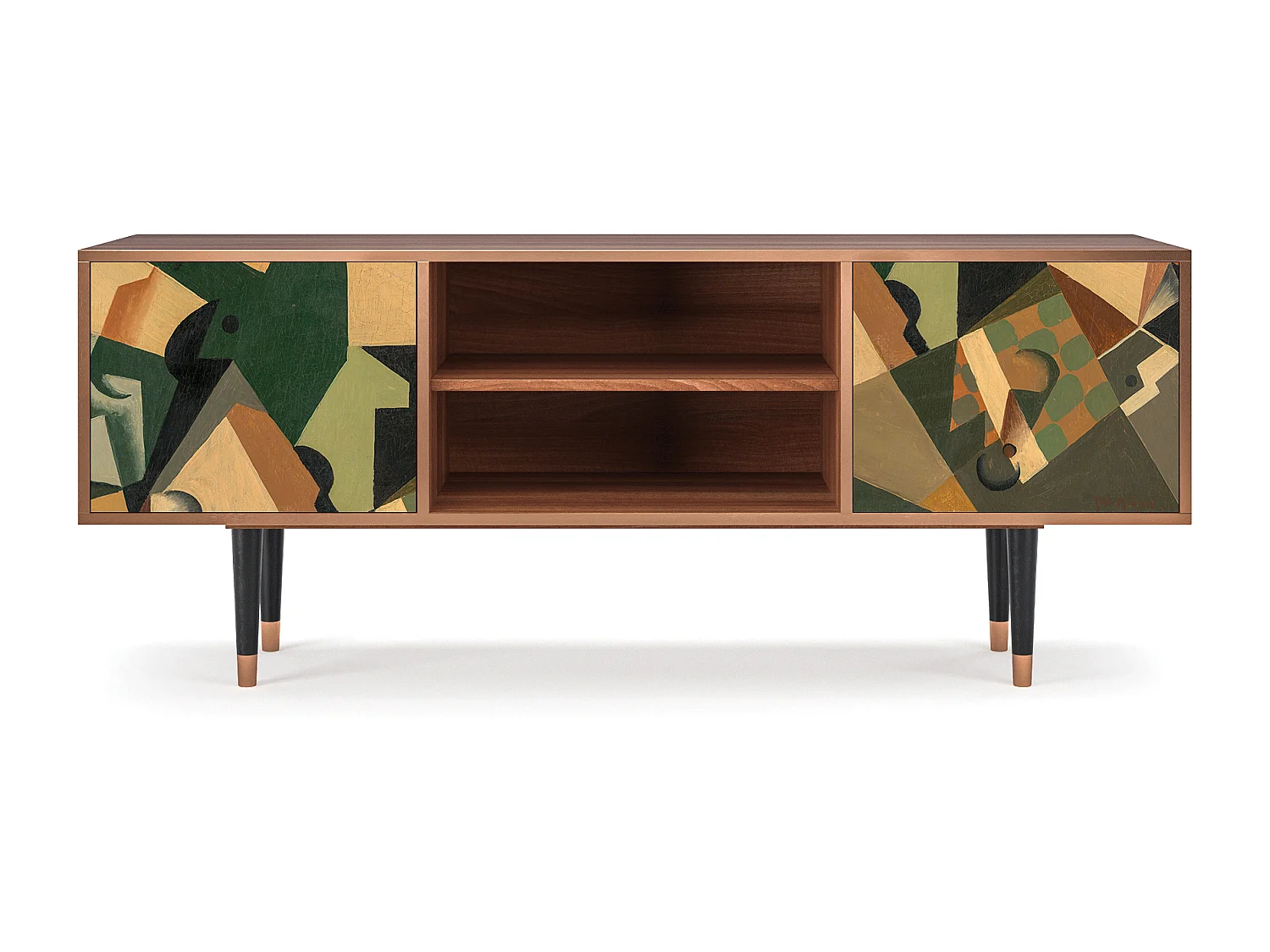 Mueble de TV - 170х69х48 cm - T2 - Glass and Checkerboard, Nogal