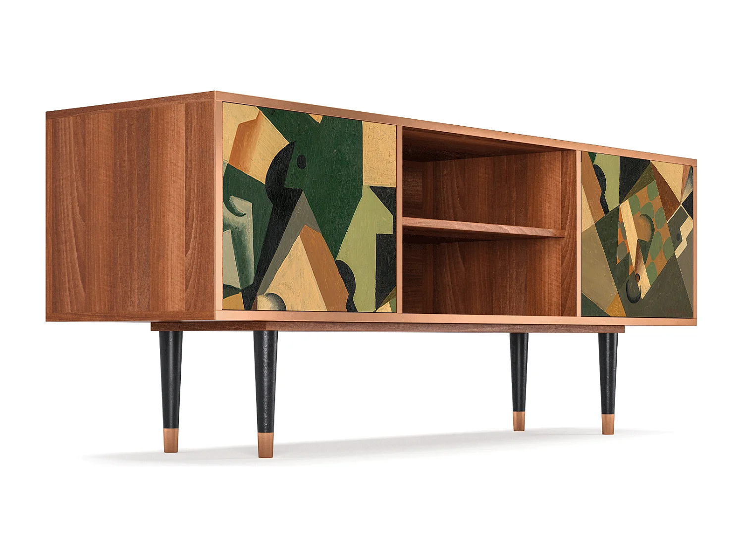 Mueble de TV - 170х69х48 cm - T2 - Glass and Checkerboard, Nogal