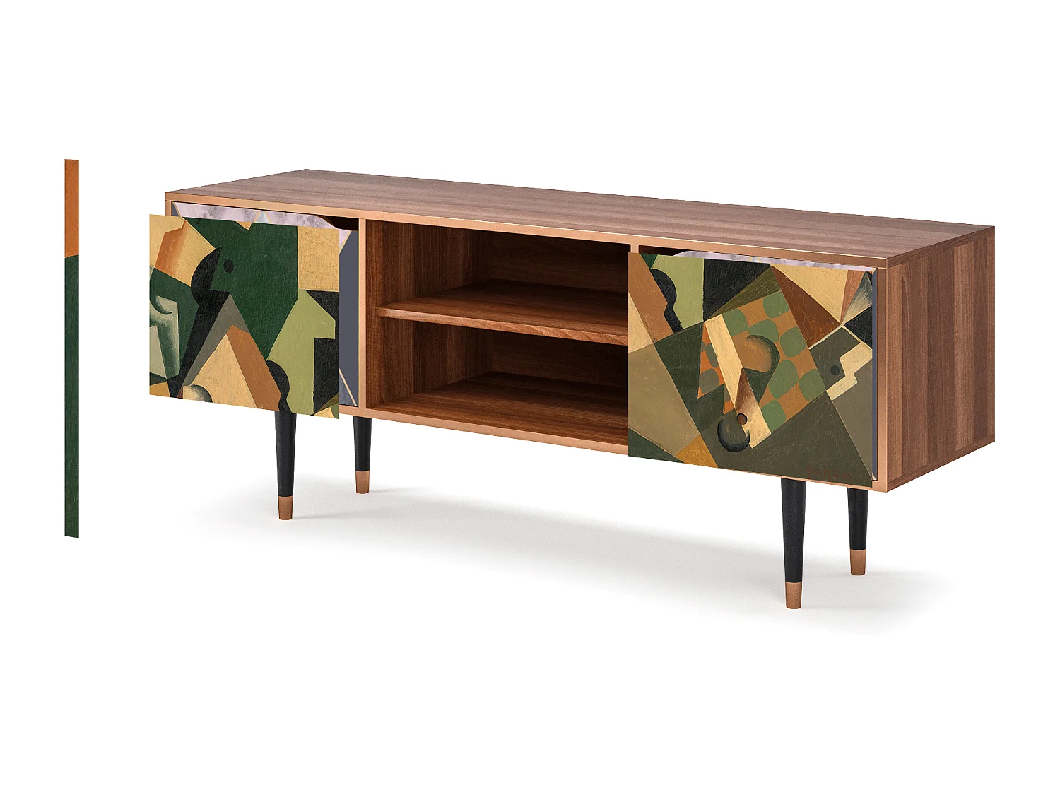 Meuble TV - 170х69х48 cm - T2 - Glass and Checkerboard, Noyer