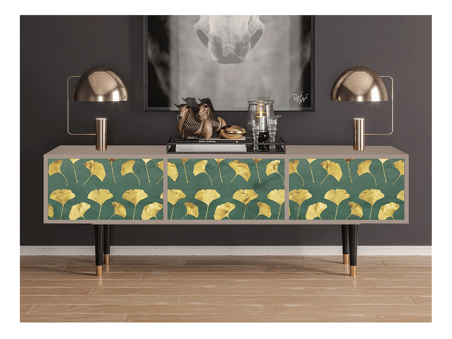 TV-meubel - 170х59х48 cm - T4 - Gingko leaves, Latte