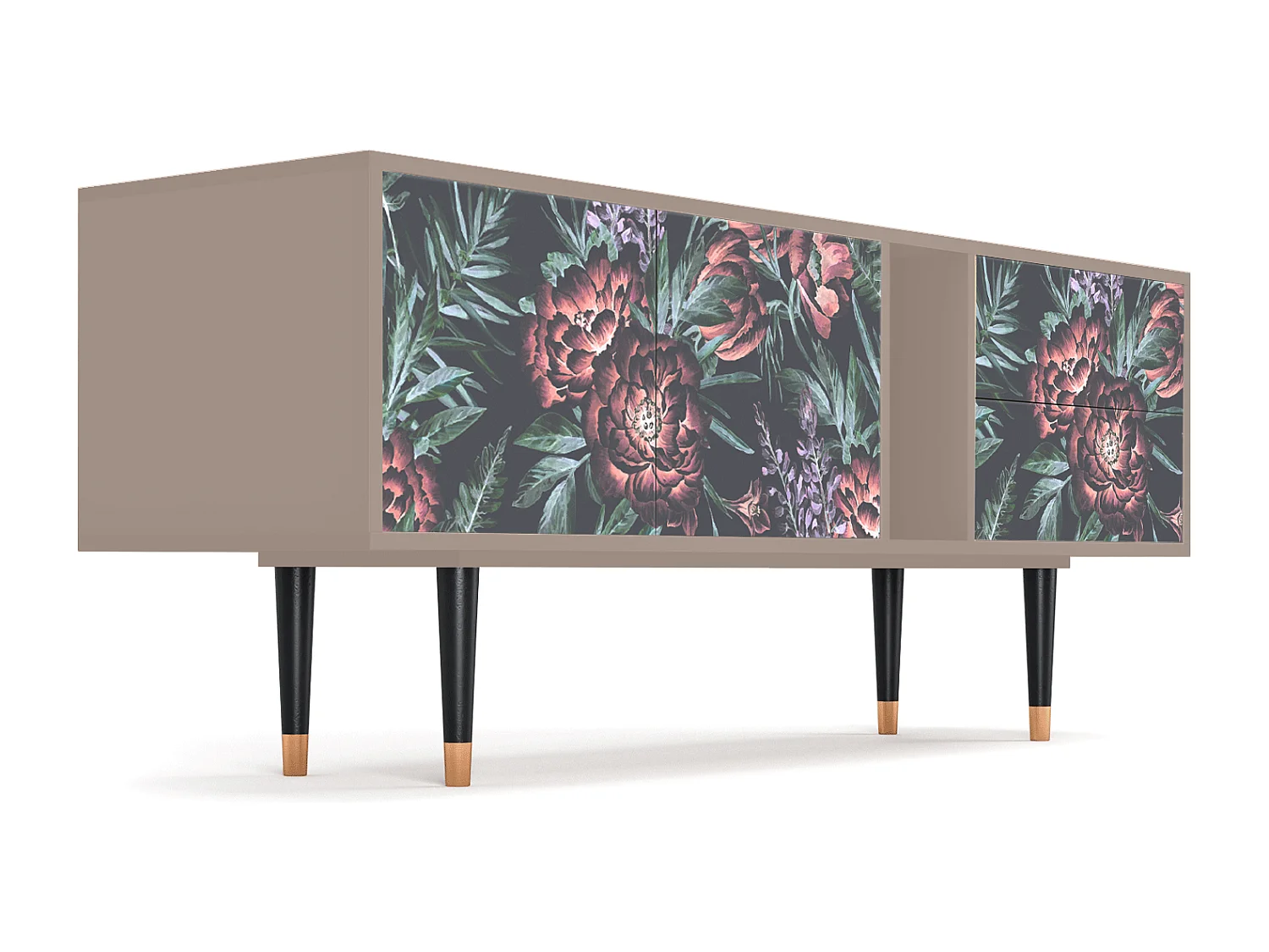 Meuble TV - 170х69х48 cm - T1 - Dark Peonies, Latte