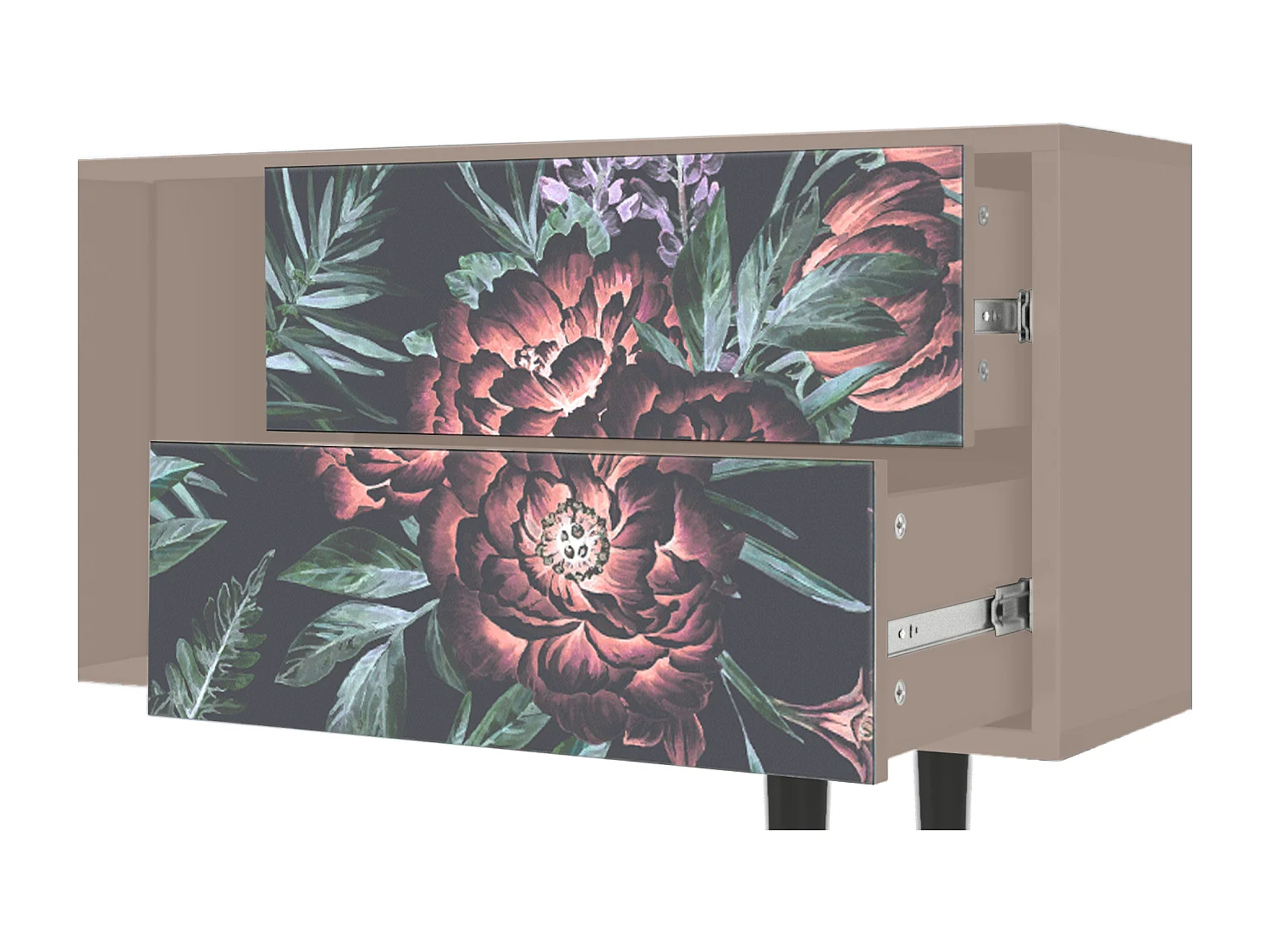 Meuble TV - 170х69х48 cm - T1 - Dark Peonies, Latte