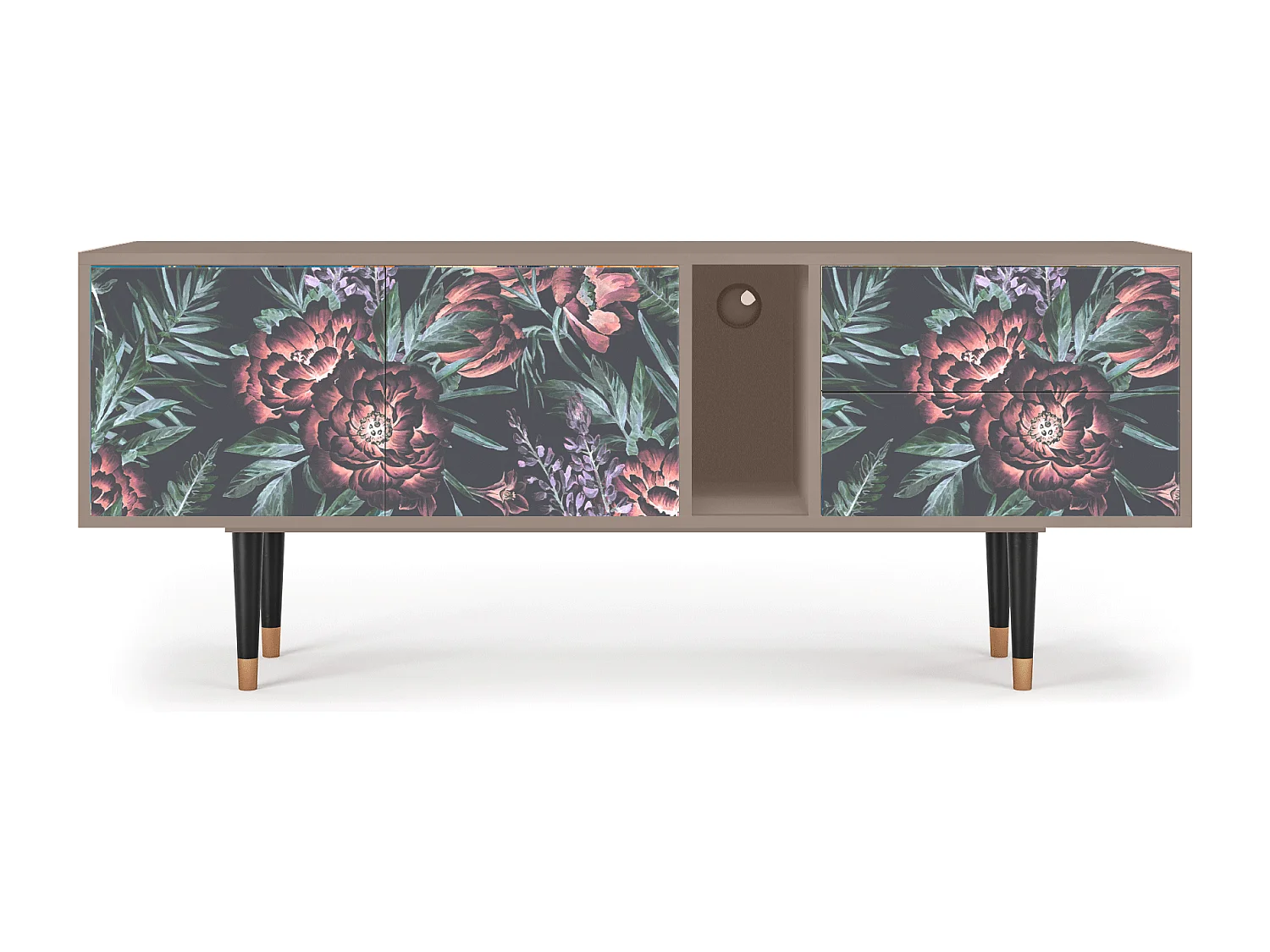 Mobile TV - 170х69х48 cm - T1 - Dark Peonies, Latte