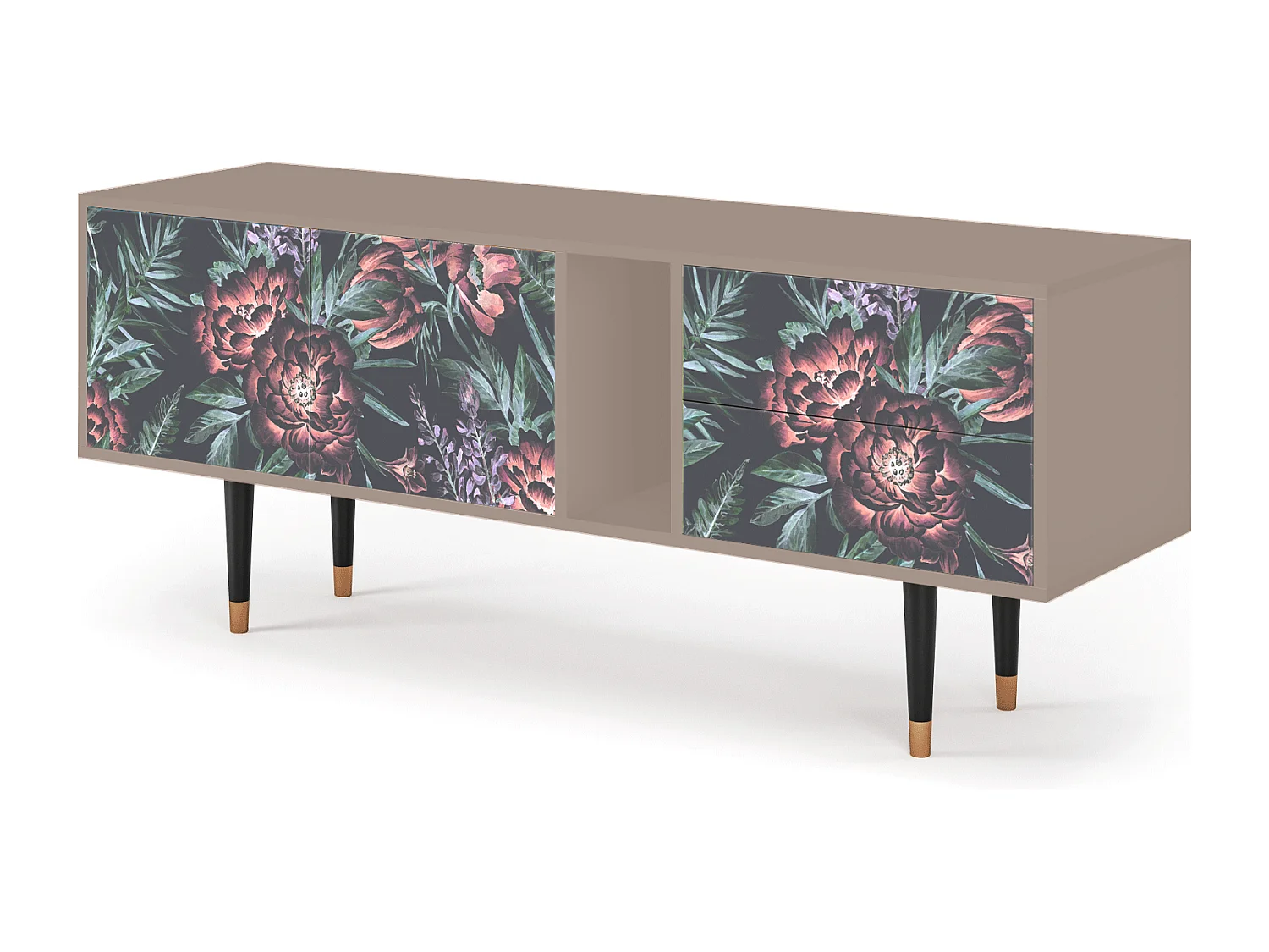 Mobile TV - 170х69х48 cm - T1 - Dark Peonies, Latte