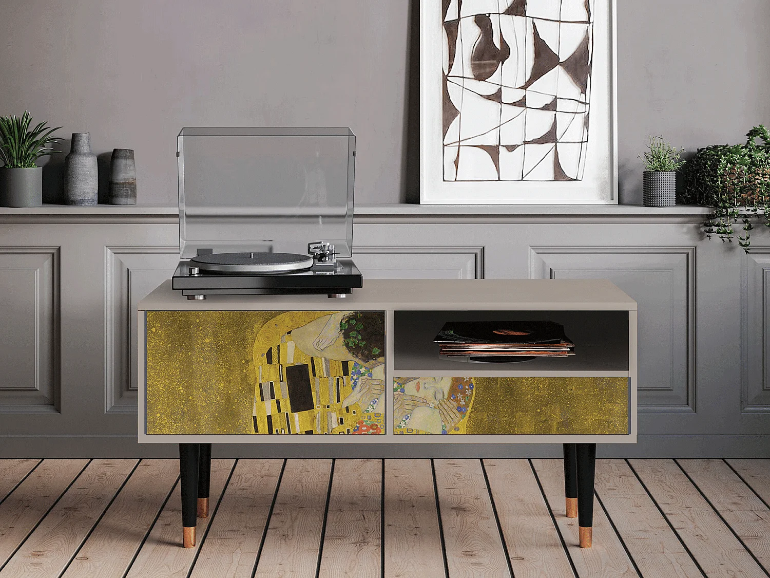 Mobile TV - 115х59х48 cm - T3 - The Kiss by Klimt , Sabbia