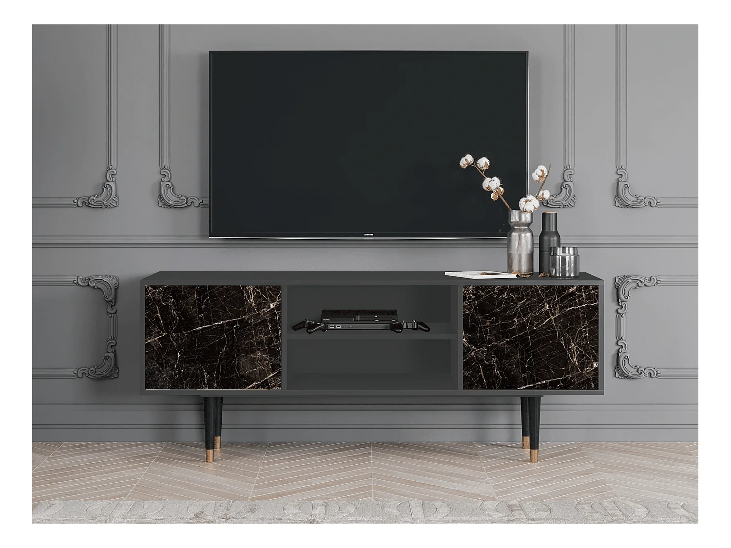 Meuble TV - 170х69х48 cm - T2 - Night Abyss, Anthracite