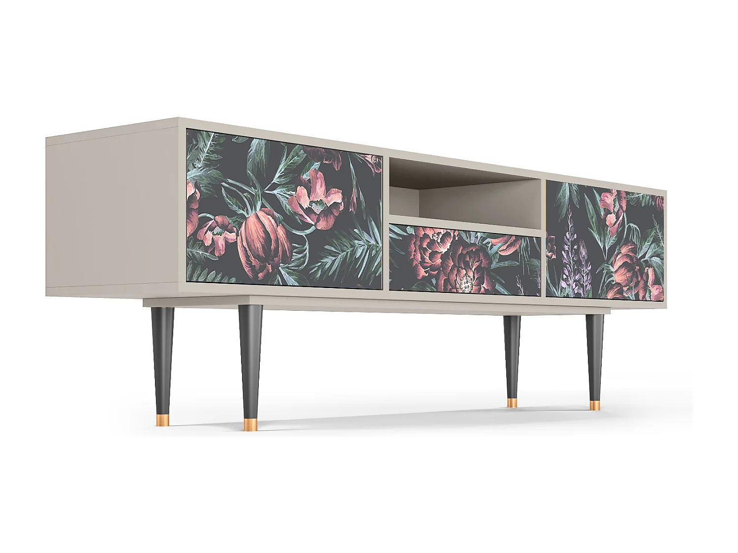 TV-Möbel - 170х59х41 cm - T6 - Dark Peonies, Sand