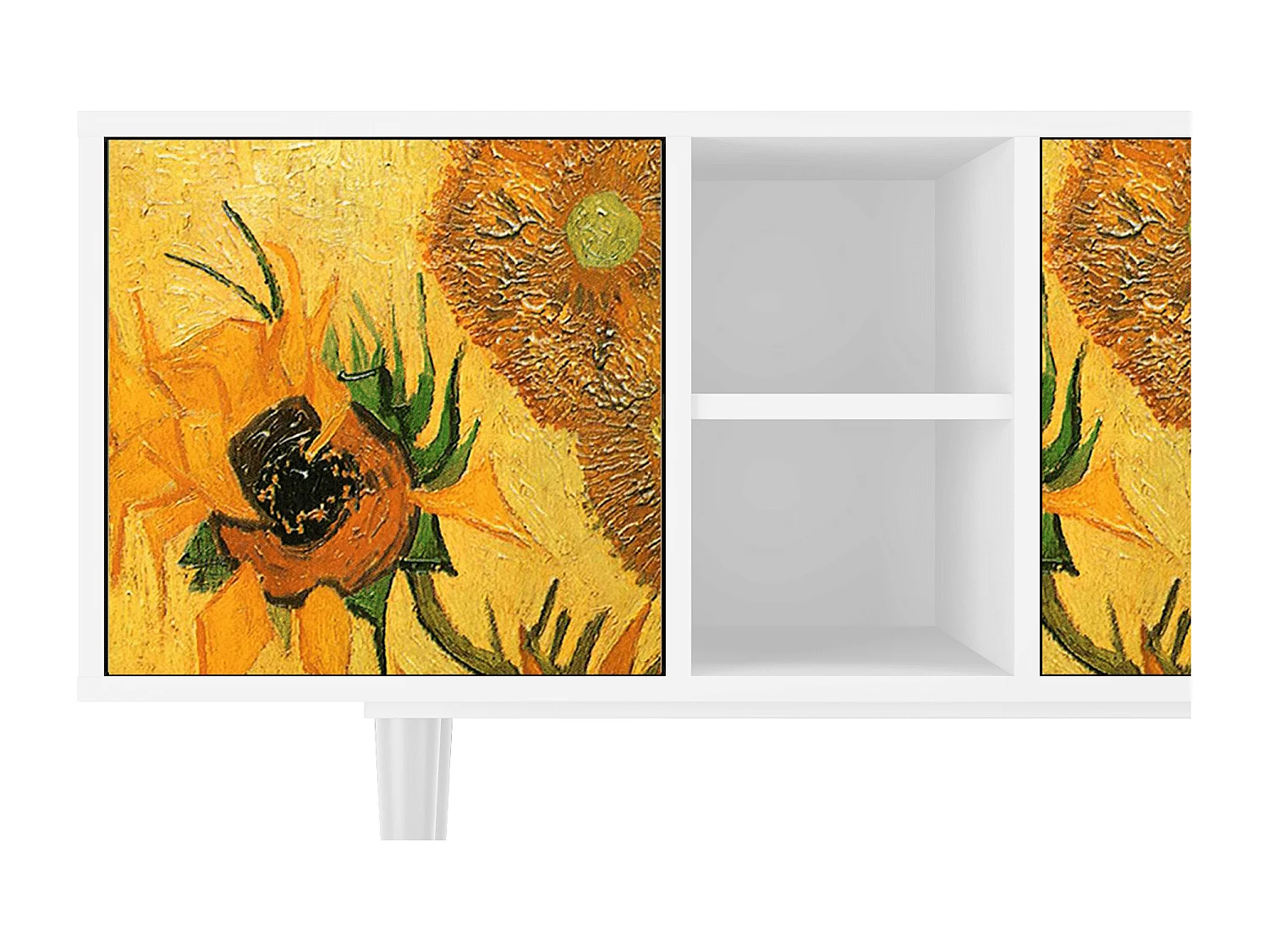 TV-Möbel - 150х69х41 cm - T5 - Sunflowers, Weiß