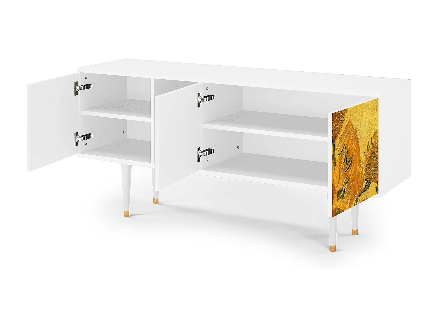 Mueble de TV - 150х69х41 cm - T5 - Sunflowers, Blanco
